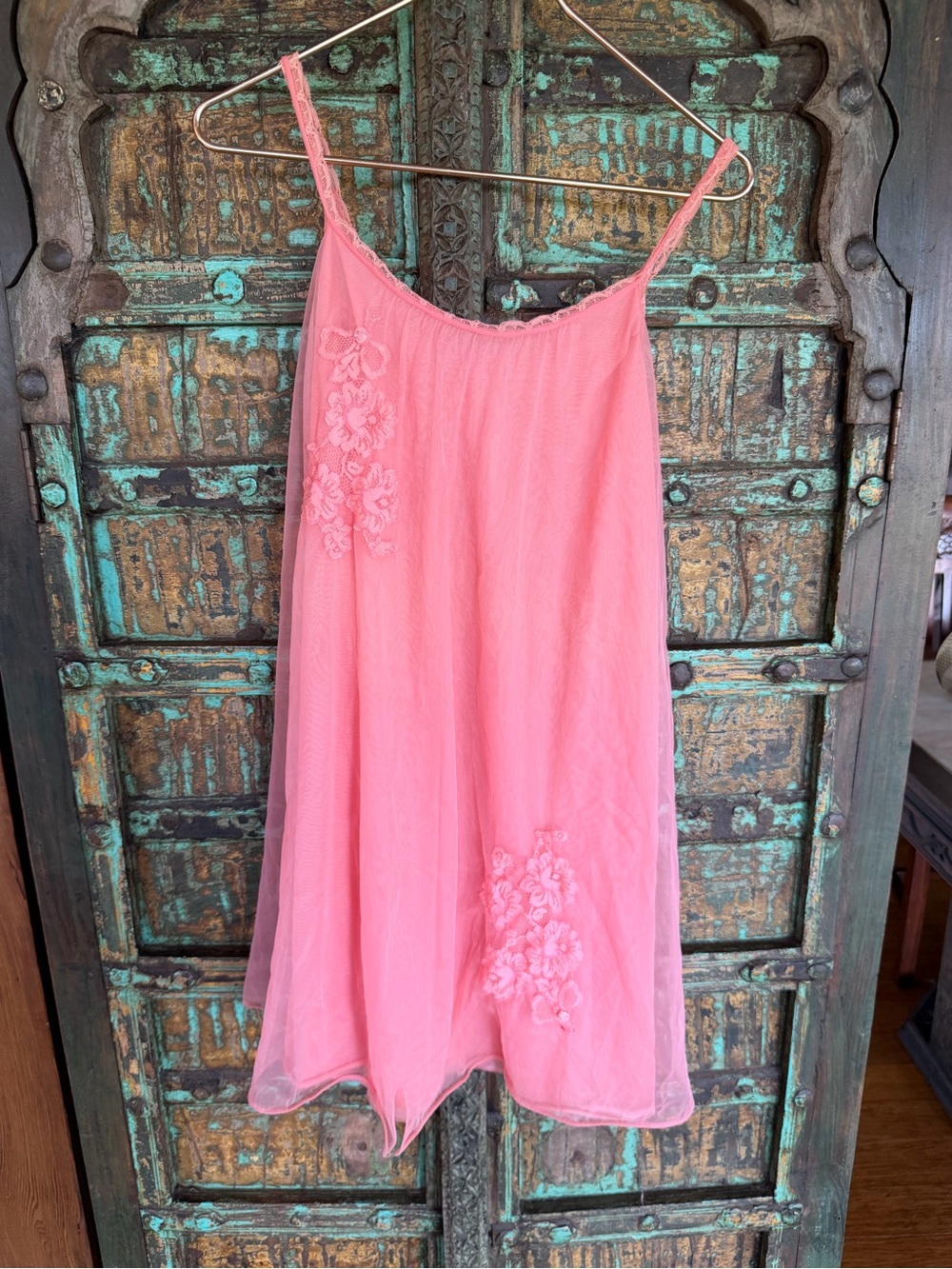 Vintage Pink Peignoir slip nightie imperfection but fabulous - Picture 1 of 14